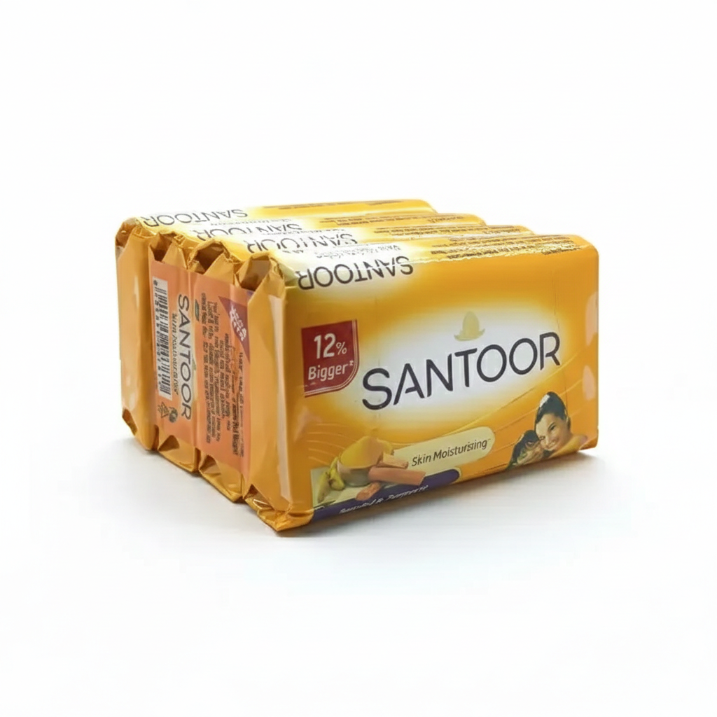 Santoor Skin Moisturising Sandal & Turmeric Soap - Pack Of 4×48g