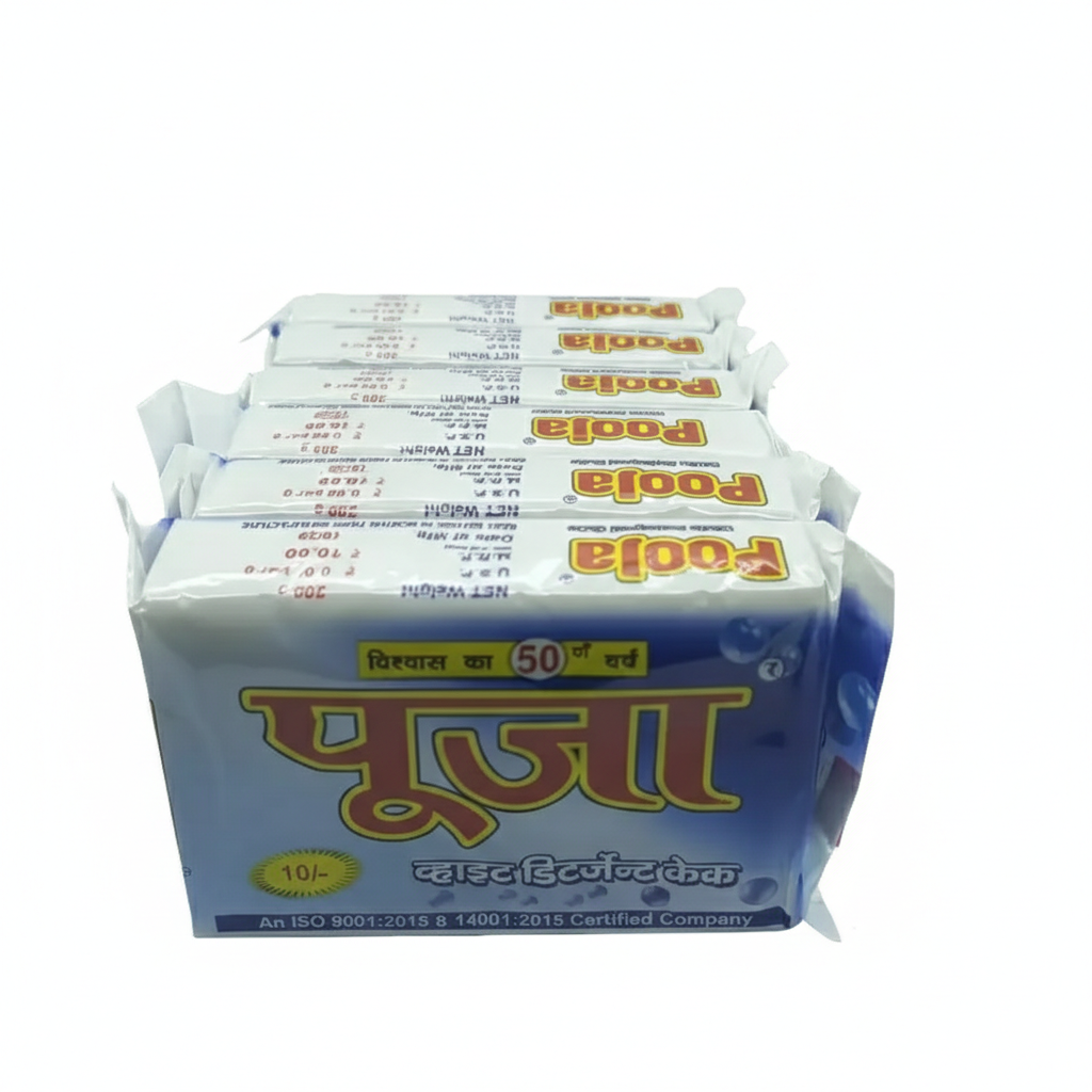 Pooja White Detergent Bar 6×200g