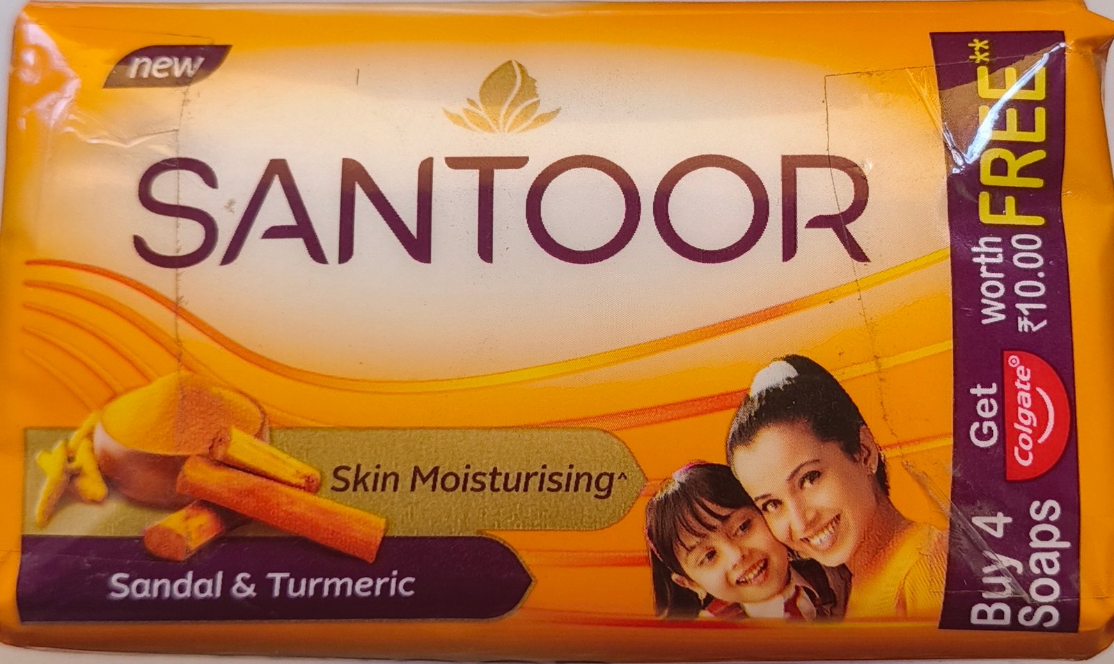 Santoor Skin Moisturising Sandal & Turmeric Soap - Pack Of 4 (4×100g)