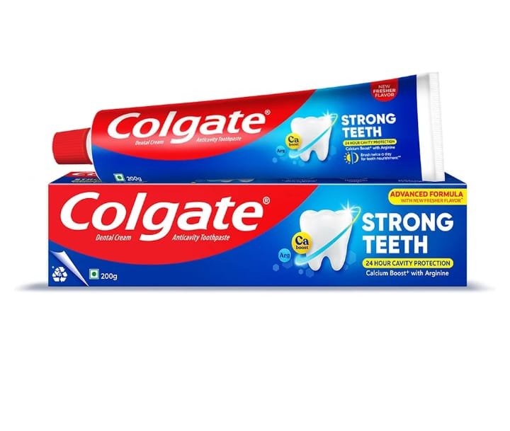 Colgate Strong Teeth Toothpaste with Amino Shakti for Cavity Protection - India's No.1 Toothpaste (200 g)