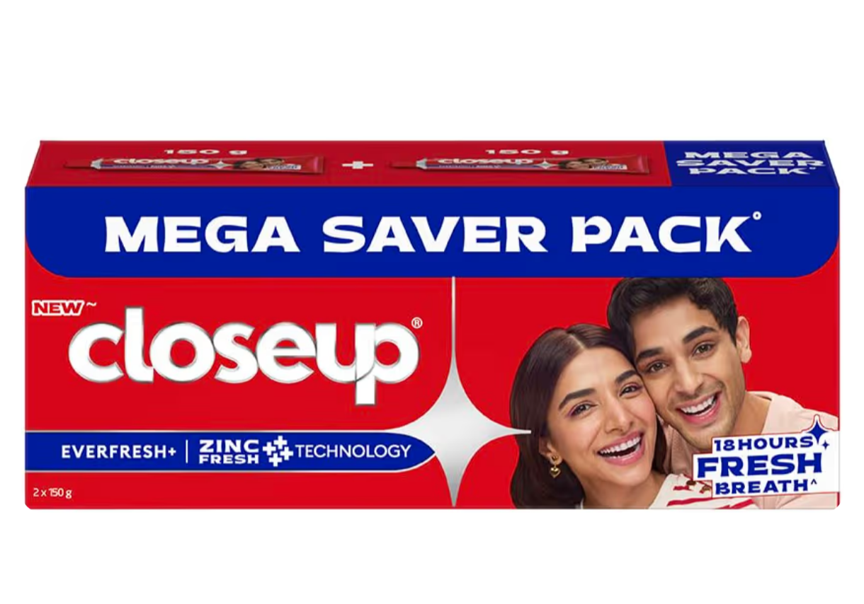 Closeup Toothpaste | Long lasting 18 Hours Of Fresh Breath & White Teeth - pack of 2 each 150gx2