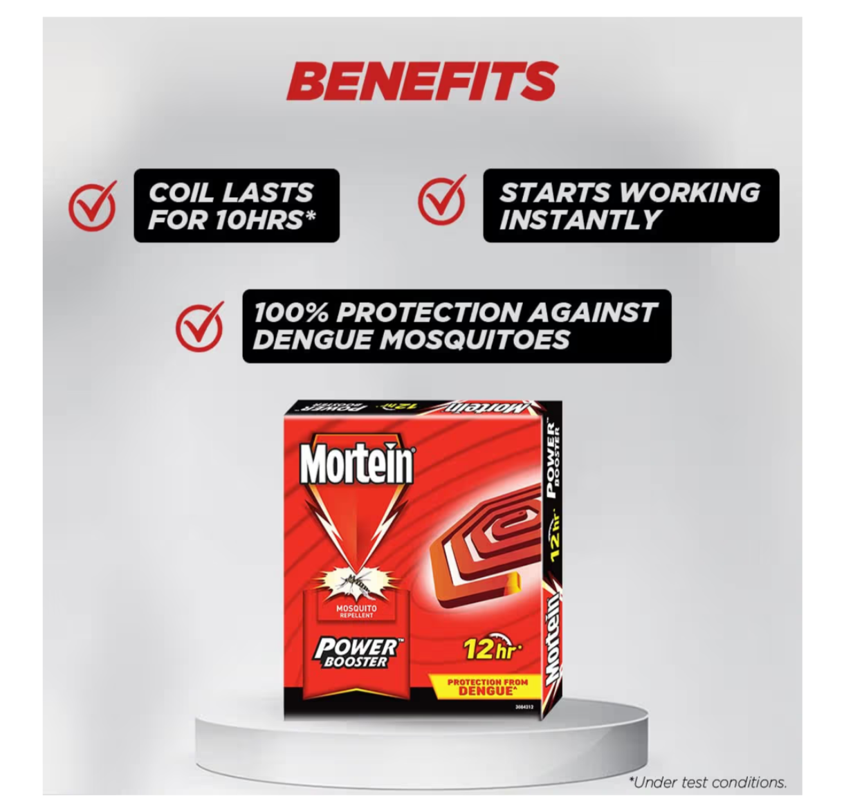 Mortein Power Booster 12hrs Coil - Pack of 1 | Mosquito Repellent & Killer Coils | 100% Protection from Dengue Mosquitoes | 10 Coils