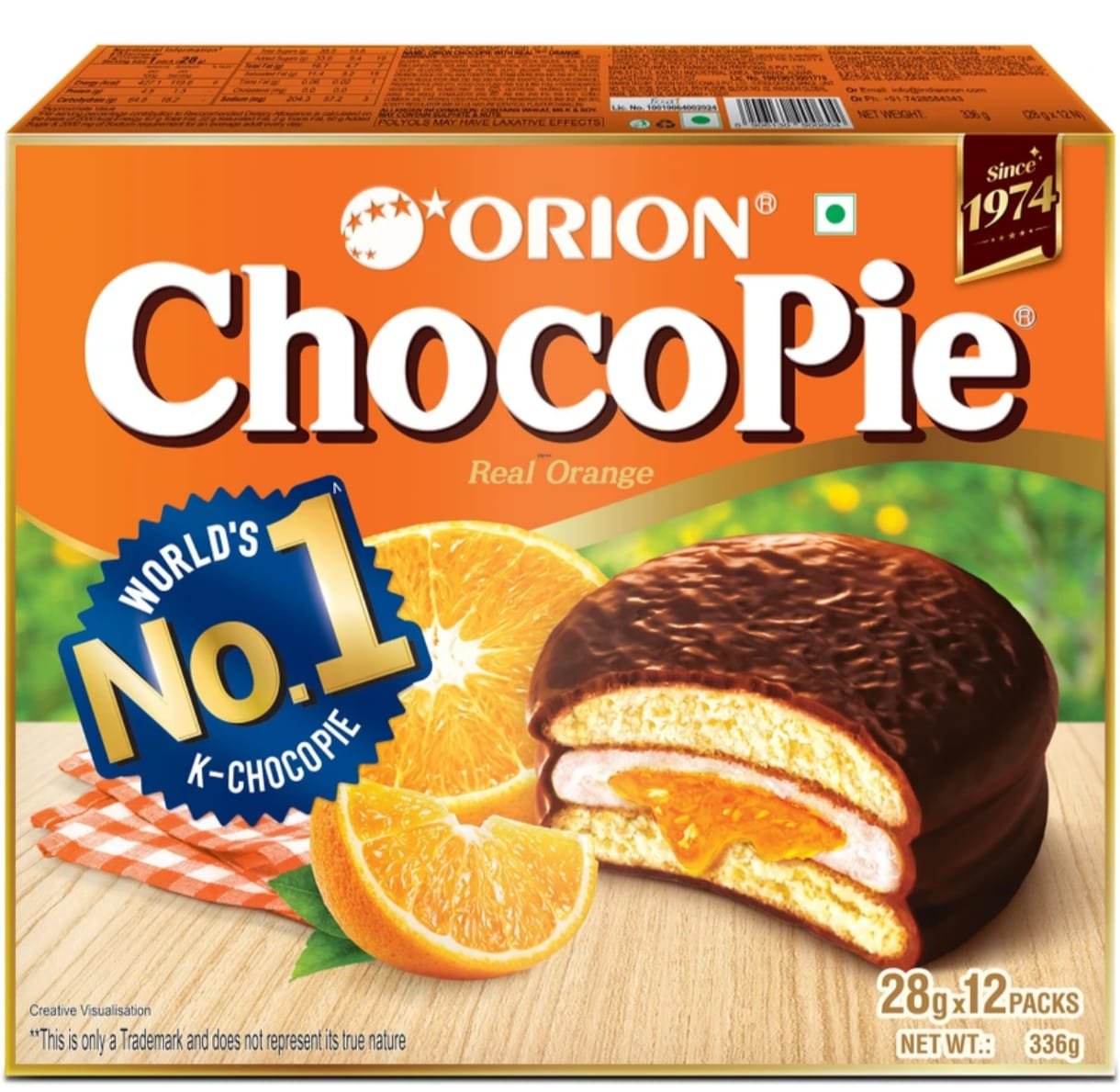 ORION Orange Choco Pie, Centre-Filled Chocolate Biscuit  Cream Sandwich Biscuit (336 g 