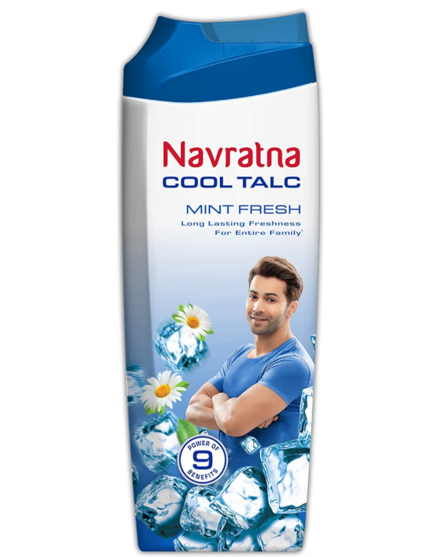 Navaratna powder Mint Fresh cool Talc, 100gm Free Navratna Gold Ayurvedic oil 35ml worth ₹40