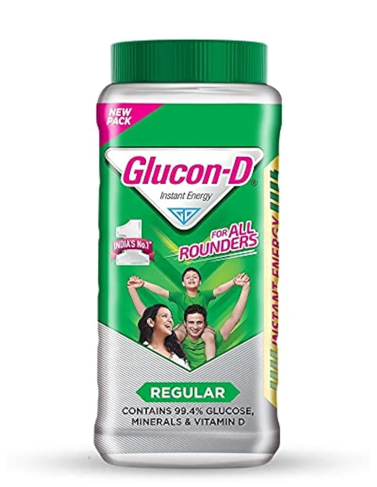 Glucon-D Regular with 3 Benefits of Energy, Recovery, and Immunity, Jar 1 kg ( Get nycil powder Free worth₹159 )