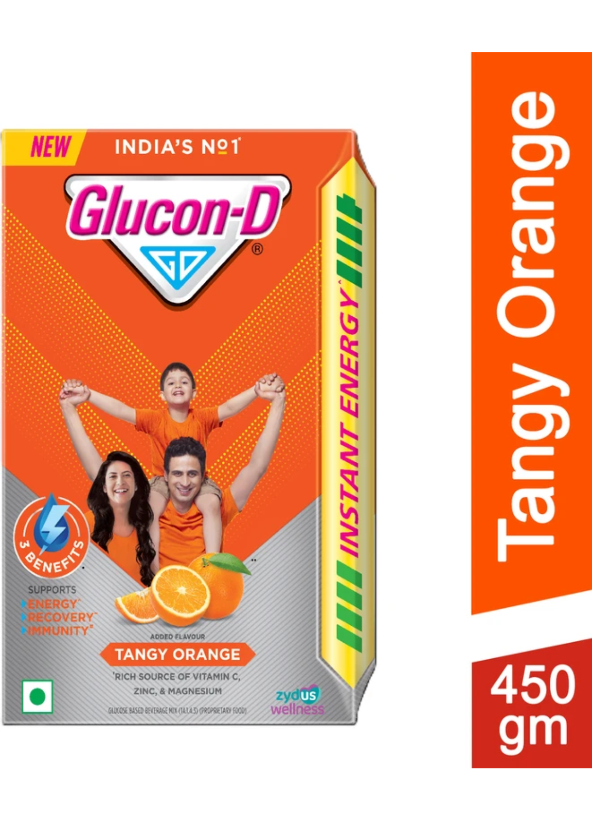 Glucon-D Tangy Orange with 3 Benefits of Energy, Recovery, and Immunity, Refill 1 KgGlucon-D Tangy Orange with 3 Benefits of Energy, Recovery, and Immunity, Refill 450g