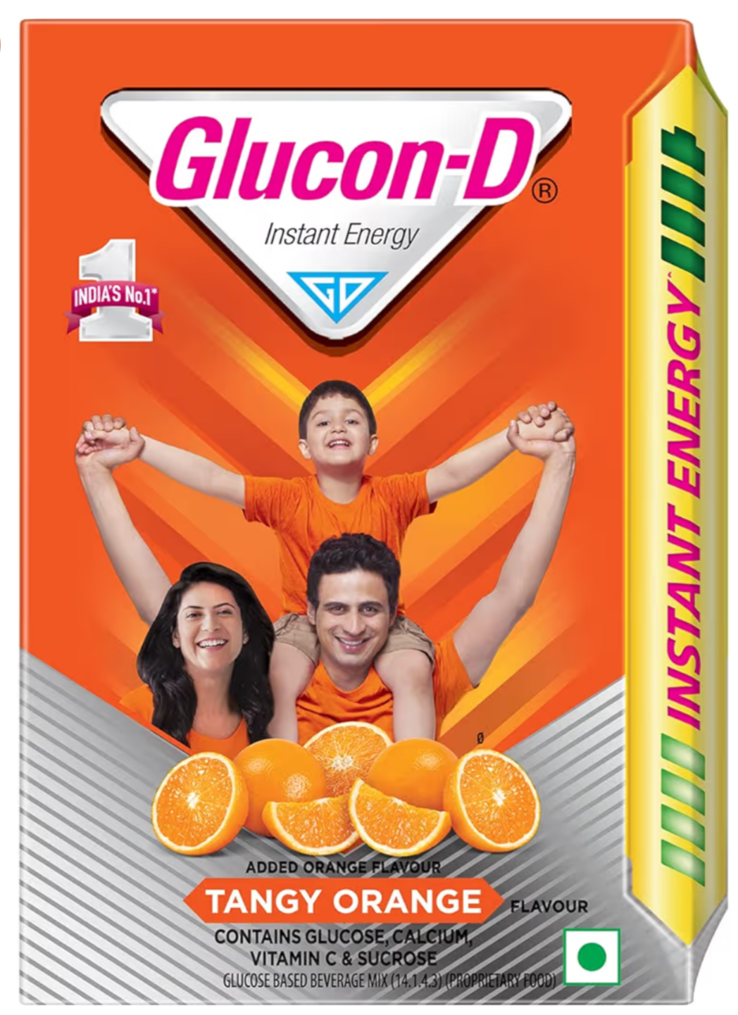Glucon-D Tangy Orange with 3 Benefits of Energy, Recovery, and Immunity, Refill 200 g