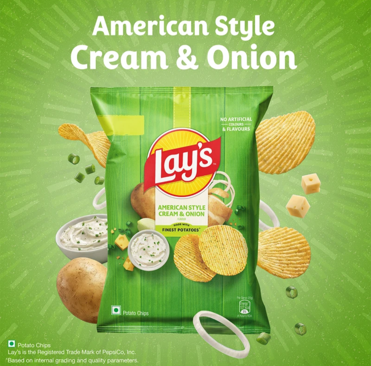 Lay's American Style Potato Chips - Cream & Onion, 52.9g