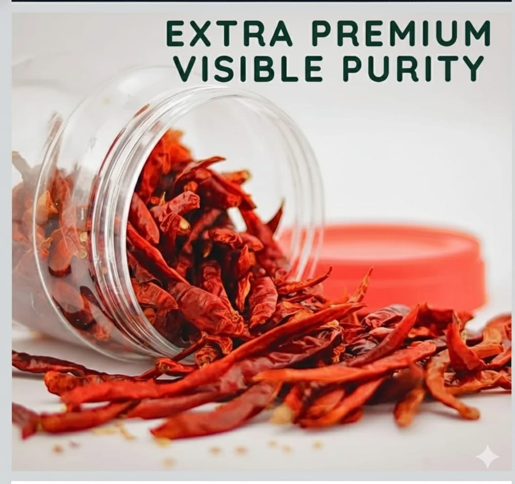 Lal Mirchi Sabut | Red Chilli Dry | Teja Mirch | HOT Dried Red Chillies  PREMIUM & HANDPICKED Tikhi Lal Mirch | Dry Chilli Sabut Whole | Sortex Clean   500g