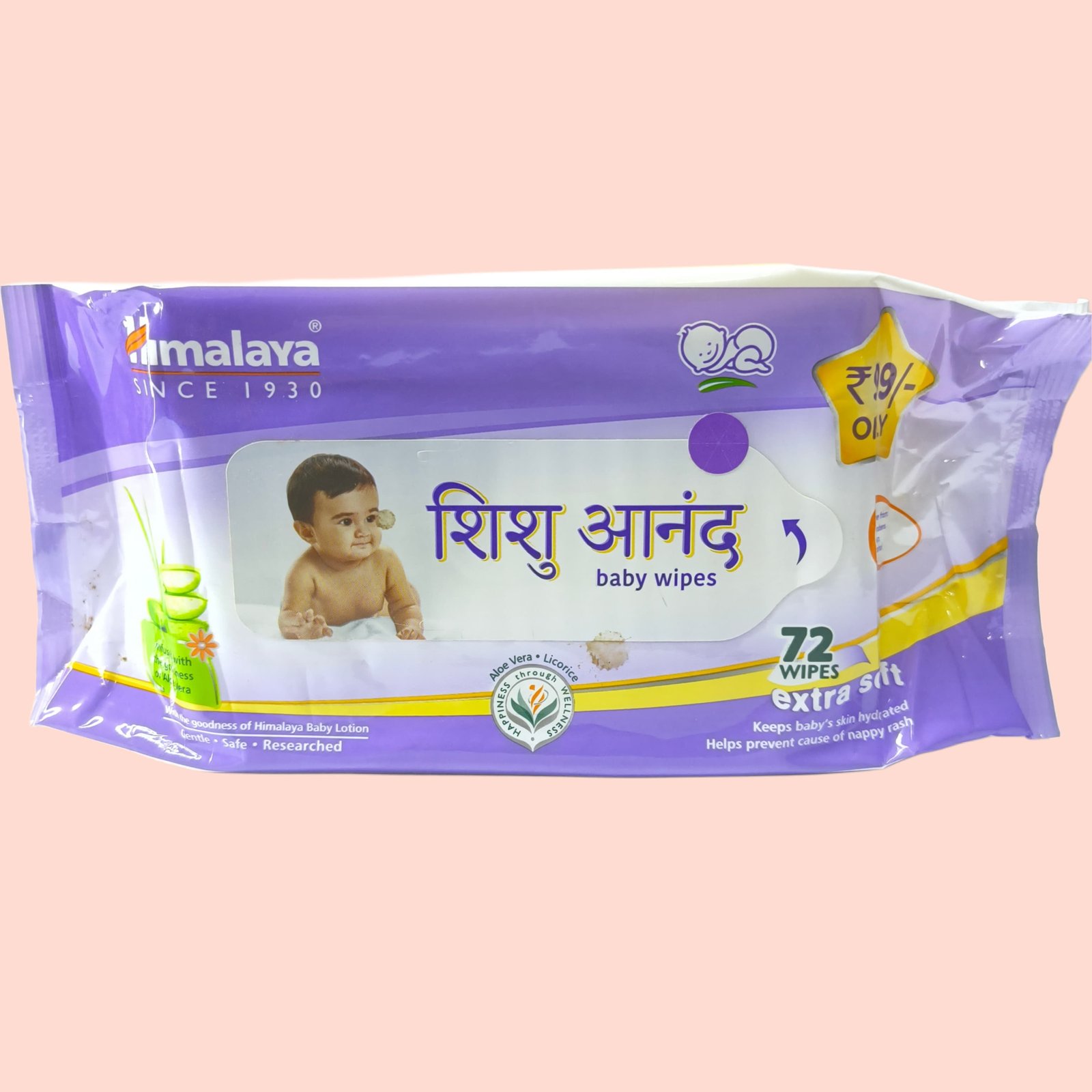 Himalaya Shishu Anand Baby Wipes with Aloe Vera & Licorice, 72 Wipes | Ph Balanced | Gentle On Skin| Clinically Tested 72pcs