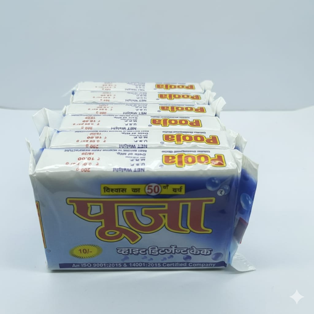 Pooja White Detergent Bar 6×200g